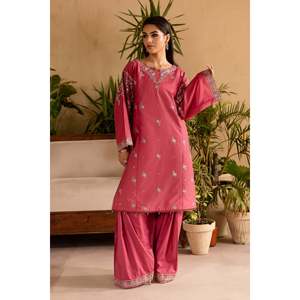Ensemble chemise et pantalon en satin brodé pour femmes - BIC-114 - Product Image 1
