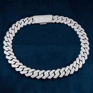 Último diseño 10K/ 14K/ 18K Cadena de eslabones cubanos Collares de cadenas finas de diamantes de corte brillante redondo para bodas y fiestas - Product Image 1