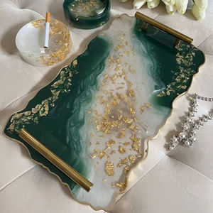 Plateau en résine Art Déco fait main de qualité supérieure, personnalisable pour la décoration de la maison, les mariages et le service de thé/café - Product Image 1