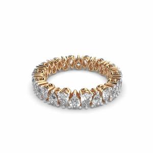 Bague alternée en diamant cultivé en laboratoire coupe poire Créé en laboratoire Bande d'éternité complète Bande empilable en diamant en or blanc 14 carats - Product Image 2