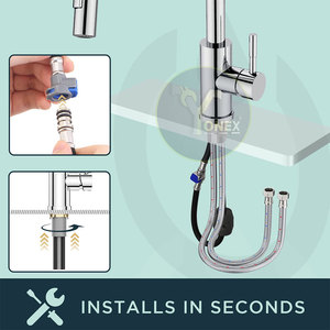 Mitigeur d'évier monocommande en acier inoxydable, style unique, couleur unie, en stock - Product Image 3