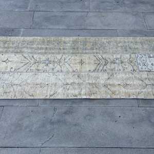 พรมตุรกีขนาด 2.3x9 ฟุต, พรมวินเทจแบบยาว, พรมลายจุดสีเทา-น้ำเงิน - Product Image 3