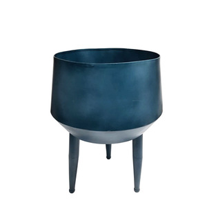 Maceta redonda de hierro, color azul antiguo, tamaño estándar, Juego de 2 macetas y macetas de jardín personalizadas a granel - Product Image 1