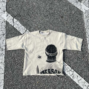 Camiseta unisex de alta calidad con hombros caídos Jersey de lana pesado personalizable Diseño en blanco impreso digital por fabricante - Product Image 3