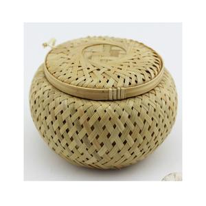 Cesta de bambú hecha a mano a partir de fibras naturales, perfecta para cocina, comedor, lavandería, almacenamiento, Picnic, regalos y uso diario - Product Image 2