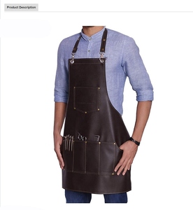 Tablier de cuisine professionnel en cuir de vachette robuste personnalisable fabrication de qualité supérieure réglable durable - Product Image 3