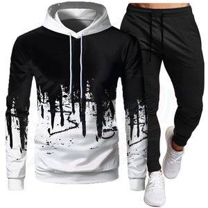Conjunto de chándal deportivo de 2 piezas con patrón sólido para hombre, ropa informal para el invierno, ODM/OEM - Product Image 4