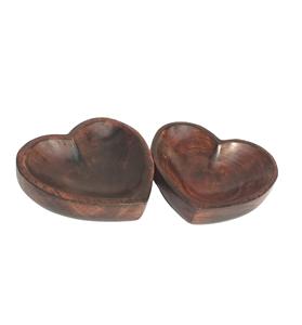 Ensemble de bols à salade en bois de mangue en forme de coeur, ensemble de bols à fruits, ensemble de bols à biscuits de bonbons, ensemble de bols décoratifs (5.5 "x 5.5" x 2 ") ensemble de 2 - Product Image 3