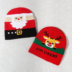 High Quality 100% Jacquard Knitted Acrylic Santa Beanie Customized Wholesale Y2K Style Cartoon/Character Embroidered Winter <b>Head</b> - Product Image 3