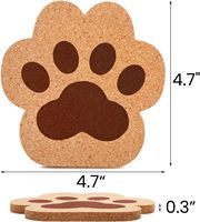 Sous-verre en bois de 12 cm avec motif de patte de chat de dessin animé mignon, isolant thermique, anti-brûlure, écologique, pour table à manger, utilisation alimentaire, sous-verre pour bol à thé