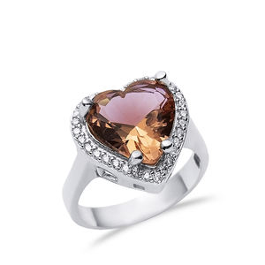 Anillo de sultanita con corte de corazón, diseño de Halo romántico, anillo de amor con cambio de Color chapado en rodio, venta al por mayor, joyería de plata de ley 925 - Product Image 3