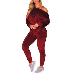New style deep neck women stylish tracksuits <b>sets</b> in smooth velvet velour fabric silky smooth shirts with oversized <b>pajamas</b> - Product Image 1