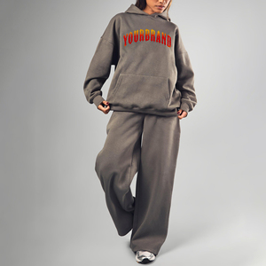 Chándal Holgado para Mujer, Color Gris Sólido, 100% Algodón, Ecológico, Transpirable, Cortavientos, de Secado Rápido, Hombros Caídos, Venta al Por Mayor - Product Image 6