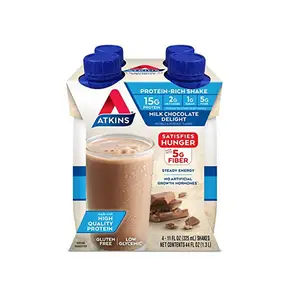 quality wholesale Atkins Milk Chocolate Delight Protein Shake, 15g Protein, Low Glycemic, 2g Net Carb, 1g Sugar