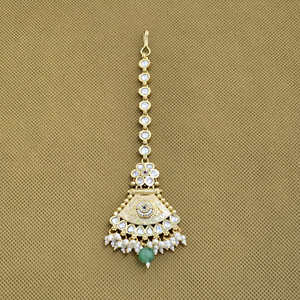 Mayoristas de joyería de moda en India antiguo Meenakari Tikka con chapado en oro mate - Product Image 1