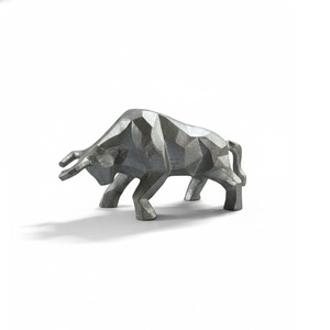 Figurine d'éléphant minimaliste moderne, sculpture en métal aluminium, finition argentée, animal abstrait, décoration de la maison, décoration de bureau, Noël - Product Image 4