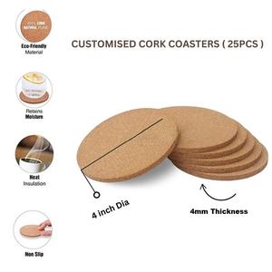 Wholesale Custom Printed logo Any Size Thickness Circular Natural <b>Cork</b> <b>coaster</b> - Product Image 6