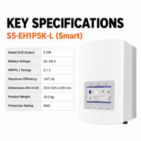 Onduleur solaire hybride Solis 5kW monophasé double MPPT IP65 pour stockage d'énergie domestique S5-EH1P5K-L intelligent