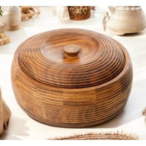 Boîte à chapati en bois artisanale de qualité supérieure avec couvercle en laiton élégant, accessoires de cuisine parfaits pour servir les chapatis, prix d'usine - Product Image 5