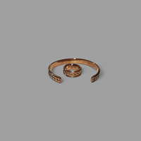 Ensemble de bracelet et bague en cuivre pur de qualité supérieure, design sculptural antique et moderne - Aide à réduire l'inflammation de l'arthrite