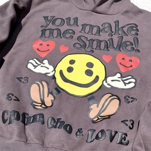 Sudadera con capucha unisex Y2K con estampado puff en negro y amarillo, estilo streetwear para hombre, de alta calidad, 100% algodón polar. - Product Image 2