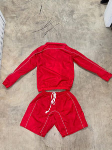 Ensemble de survêtement pour homme en polyester et nylon, veste et short, patchwork, contraste de couleurs, coupe ample, coupe-vent, short pour homme - Product Image 2