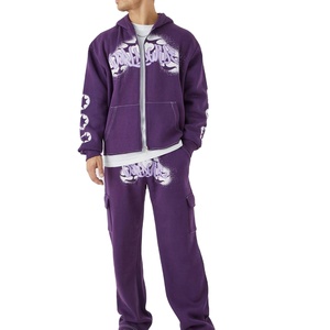 Survêtement d'hiver pour homme avec logo personnalisé, en polaire, à capuche, uni, 2 en 1, séchage rapide, respirant, 100% coton, grande taille, streetwear - Product Image 1