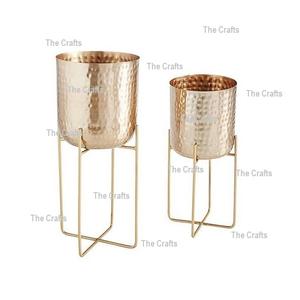 Maceta de tres tamaños diferentes, maceta hecha a mano de latón de Color dorado para decoración de jardín y hogar - Product Image 4