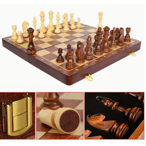 Nouveau moderne en bois d'échecs en bois massif grande qualité de luxe pliant échiquier boîte de rangement interne pour la meilleure vente - Product Image 5