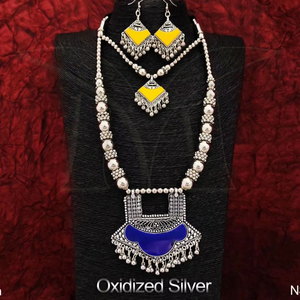 Hermoso diseñador de piedra completa Mehendi Plated Fancy Designer Necklace Set - Product Image 1