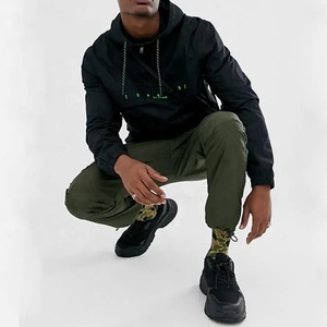 OEM Quart Zip Pullovers Windproof Track Jacket Custom Logo Print Nylon Windbreaker 2 Piece Set for Outdoor Sports Gym Tracksuits - Product Image 4