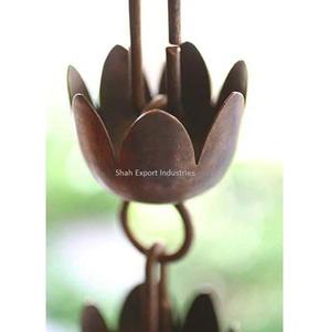 Chaîne de pluie en cuivre faite à la main coupe de fleurs de tulipes décoratives de jardin chaîne de pluie suspendue en métal intérieure et extérieure - Product Image 4