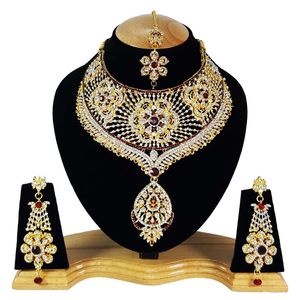 Ensemble de bijoux vintage en alliage, cristal, strass, zircon, design floral, collier, boucles d'oreilles, coiffe, pour femmes, fiançailles, anniversaire - Product Image 4