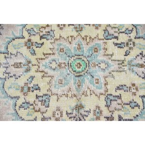 Tapis en laine turque vintage 5.6 X 8.6ft fait à la main classique Beige bleu abstrait Patchwork Design haute qualité en peluche tapis ensembles - Product Image 5