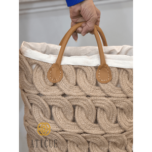 Cesta de Almacenamiento Trenzada de Yute Tejida a Mano de 12 x 14 Pulgadas con Forro y Asas de Cuero, Organizador Multiusos - Product Image 5