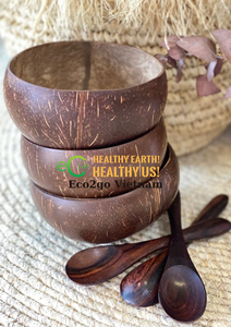 ชามมะพร้าวธรรมชาติ 100% ต่ําขั้นต่ําโลโก้ที่กําหนดเองชามกะลามะพร้าวขัดชุดชามมะพร้าวที่มีราคาดีในเวียดนาม - Product Image 4