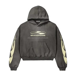 Chándal de lavado ácido con capucha de invierno Unisex Regular Fit Vintage 100% algodón Terry conjunto de ropa de calle de gran venta - Product Image 6