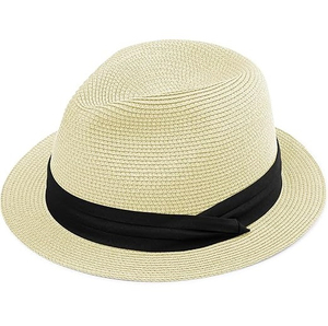 Sombrero Fedora de Paja Panamá, Ajustable, con Rayas, para Montar a Caballo, Viajes, Protección Solar, Ciclismo, Senderismo, Campamento, Transpirable, con Ala, Informal para Exteriores - Product Image 1