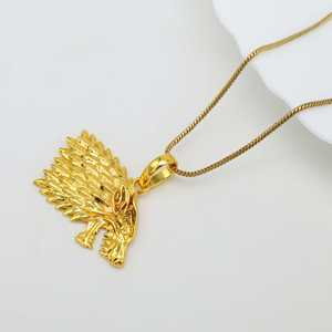 Nouvel Arrivage Collier Pendentif Loup Gothique en Laiton Plaqué Or 18 carats pour Homme, Bijou Animal Punk Loup Aigle, Vente en Gros/OEM/ODM - Product Image 3