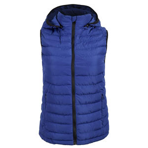 Chaqueta acolchada sin mangas de último diseño para mujer, chaleco acolchado de invierno personalizado con bolsillos con cremallera desmontable, decoración de piel - Product Image 1