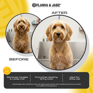 Peigne de toilettage pour animaux de compagnie Flamia & Jabz en acier inoxydable pour chiens et chats, 48 picots arrondis, antirouille, professionnel, démêlant - Product Image 4