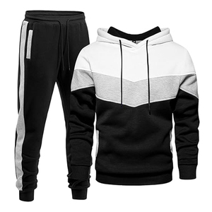 Conjunto Deportivo Formal para Hombre en Blanco y Negro, Sudadera con Capucha de Forro Polar Transpirable, con Logotipo Personalizado para Uso en Exteriores en Invierno - Product Image 1