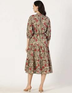 Robe en coton imprimé bloc à la main indienne nouvelle tenue d'été décontractée à la mode avec tour de taille naturel de style doux pour le cadeau de la Saint-Valentin - Product Image 4