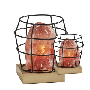 Lámpara de sal rosa del Himalaya de alta calidad con jaula de hierro estilo Feng Shui Forma natural Embalaje individual - Product Image 4