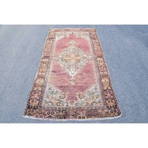 Tapis turc vintage classique marron Beige 3.7x6,7 pieds Patchwork Design laine avec support en latex pour salon chambre adolescent espace - Product Image 1