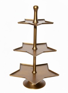 Bandeja de Estrella de Tres Niveles Dorada, Soporte de Metal para Cupcakes, Torre de Exhibición de Postres de Latón Antiguo de 3 Niveles para Decoración de Bodas y Navidad - Product Image 3