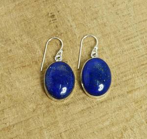 Boucles d'oreilles clous en argent sterling plaqué or avec lapis-lazuli bleu, bijoux artisanaux mignons en pierres précieuses, cadeau de pierre de naissance de septembre pour femmes - Product Image 2