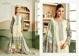 Venta al por mayor de trajes pakistaníes con bordado de satén Lawn Saaj Jam Catálogo con colección completa de ropa de fiesta Ropa india y pakistaní - Product Image 4