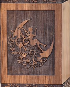 Moon Angle Cremation Urn Wood Adults for <b>Ashes</b> Funeral Burial Lid <b>Pet</b> Urn <b>Keepsakes</b> for Memorial Creative Box Decorative Medium - Product Image 4