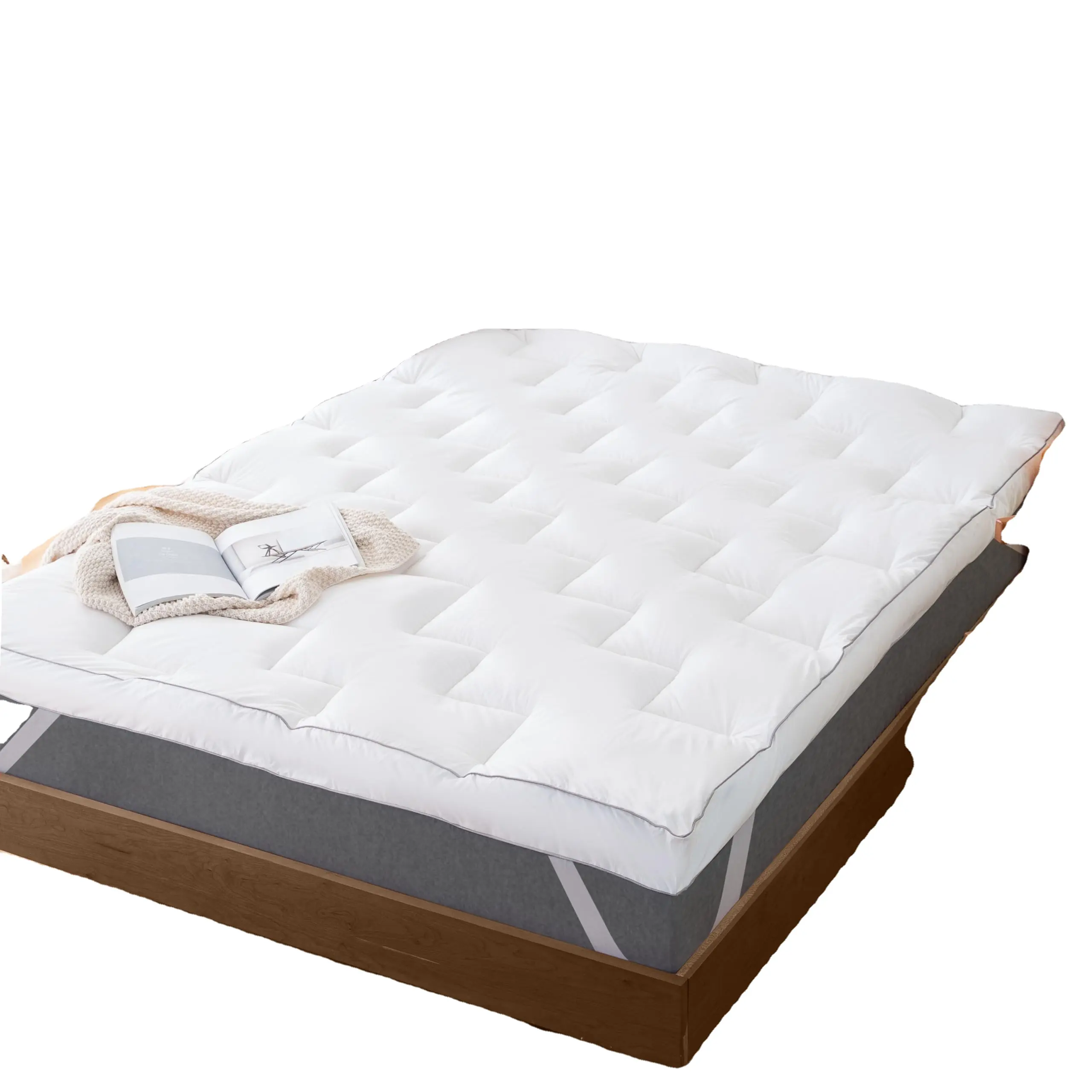 Quilted Cooling Mattress Topper with Deep Pocket Extra Thick Pillow Top Cover for Home Hotel or Hospital Use